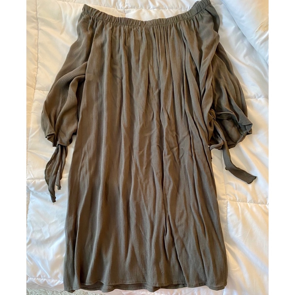 Olive Green Off-Shoulder Dress